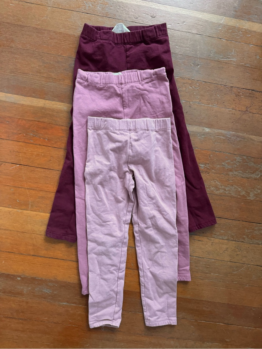 Kids H&M Thick/Warm Stretch Cotton Leggings Set - Pink & Burgundy